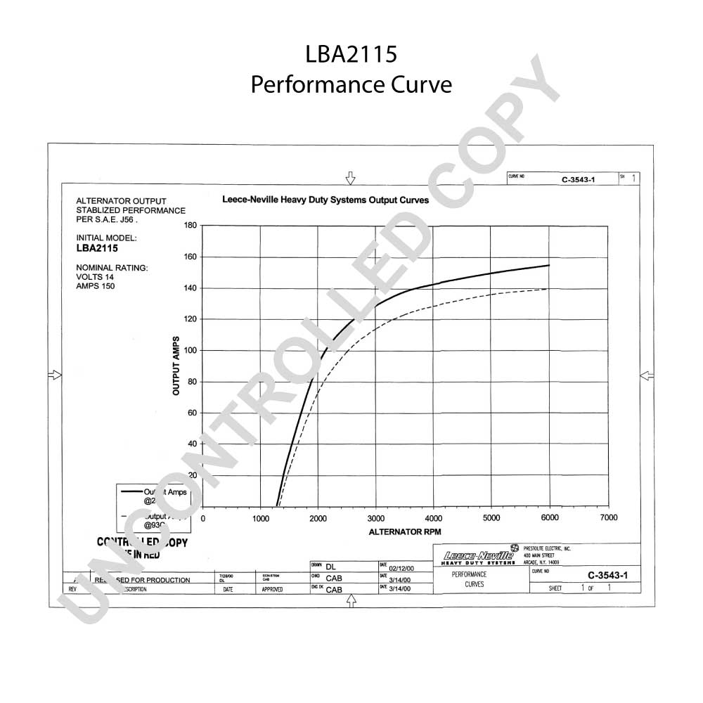 110-573_Prestolite Leece Neville New Alternator LBA Series J180 Mount type 12V 150A